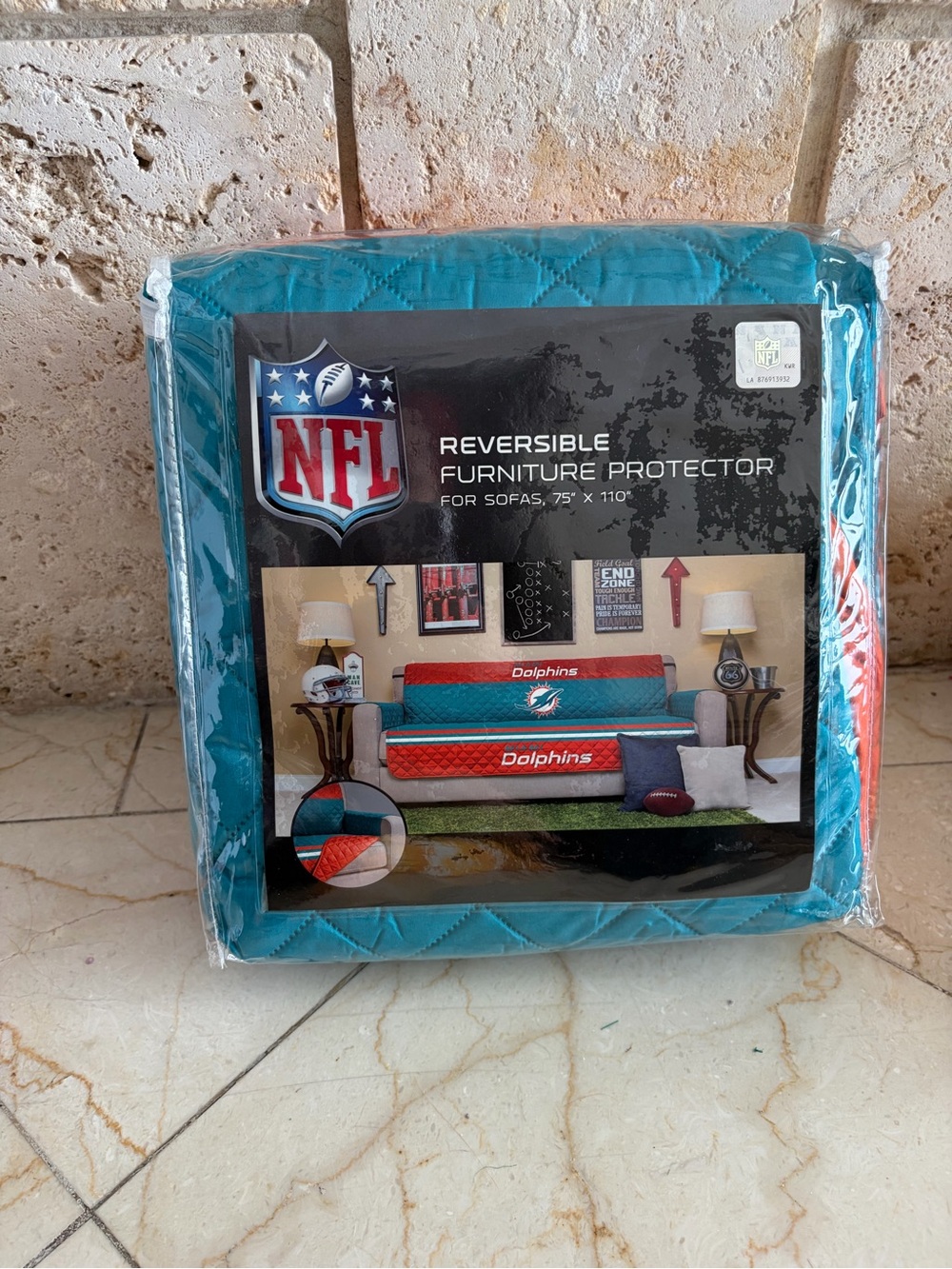 NFL Dolphins Reversible Turquoise and Orange Furniture Protector